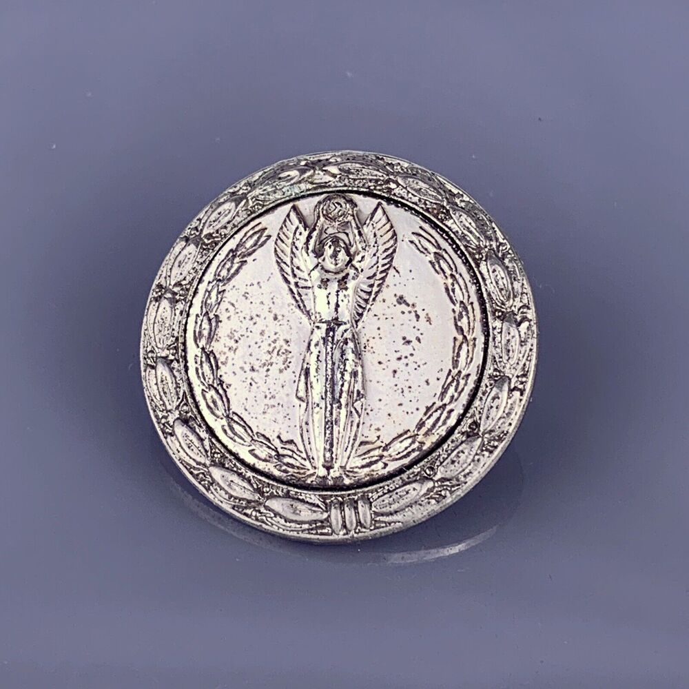 Victory Angel Silver Tone Lapel Hat Pin Button Vintage